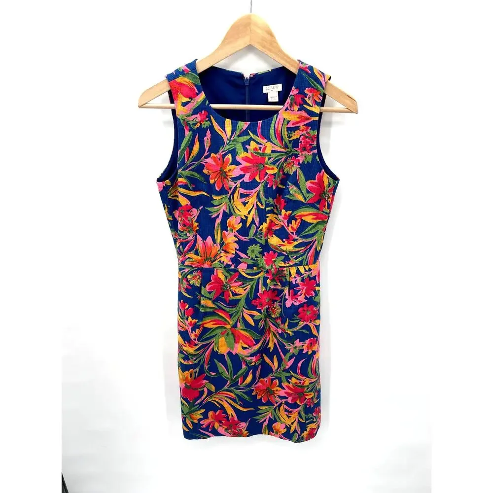 J.CREW Vibrant Multicolor Botanical Floral Shift Dress // 0